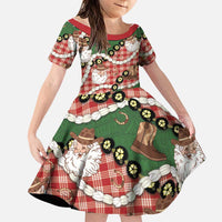 Cowboy Hawaii Mele Kalikimaka Family Matching Mermaid Dress and Hawaiian Shirt Paniolo Kukui Nut Pikake Lei Red Version - Polynesian Pride