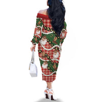 Cowboy Hawaii Mele Kalikimaka Family Matching Off The Shoulder Long Sleeve Dress and Hawaiian Shirt Paniolo Kukui Nut Pikake Lei Red Version - Polynesian Pride
