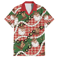 Cowboy Hawaii Mele Kalikimaka Family Matching Off Shoulder Short Dress and Hawaiian Shirt Paniolo Kukui Nut Pikake Lei Red Version - Polynesian Pride