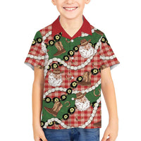 Cowboy Hawaii Mele Kalikimaka Family Matching Tank Maxi Dress and Hawaiian Shirt Paniolo Kukui Nut Pikake Lei Red Version - Polynesian Pride