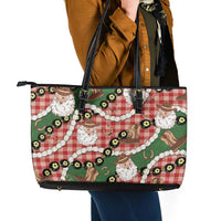 Cowboy Hawaii Mele Kalikimaka Leather Tote Bag Paniolo Kukui Nut Pikake Lei Red Version - Polynesian Pride