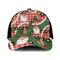 Cowboy Hawaii Mele Kalikimaka Mesh Trucker Cap Paniolo Kukui Nut Pikake Lei Red Version LT14 One Size Black Red - Polynesian Pride