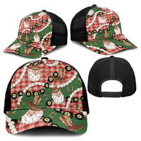 Cowboy Hawaii Mele Kalikimaka Mesh Trucker Cap Paniolo Kukui Nut Pikake Lei Red Version LT14 - Polynesian Pride