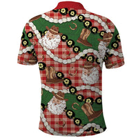 Cowboy Hawaii Mele Kalikimaka Polo Shirt Paniolo Kukui Nut Pikake Lei Red Version - Polynesian Pride