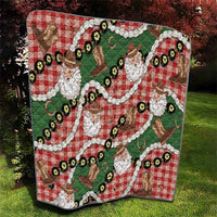 Cowboy Hawaii Mele Kalikimaka Quilt Paniolo Kukui Nut Pikake Lei Red Version - Polynesian Pride