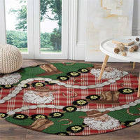 Cowboy Hawaii Mele Kalikimaka Round Carpet Paniolo Kukui Nut Pikake Lei Red Version - Polynesian Pride