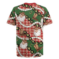 Cowboy Hawaii Mele Kalikimaka Rugby Jersey Paniolo Kukui Nut Pikake Lei Red Version LT14 - Polynesian Pride