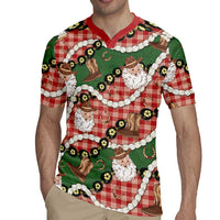 Cowboy Hawaii Mele Kalikimaka Rugby Jersey Paniolo Kukui Nut Pikake Lei Red Version LT14 - Polynesian Pride