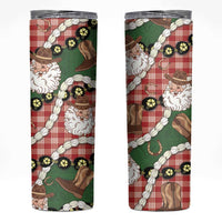 Cowboy Hawaii Mele Kalikimaka Skinny Tumbler Paniolo Kukui Nut Pikake Lei Red Version - Polynesian Pride