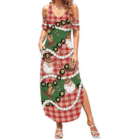 Cowboy Hawaii Mele Kalikimaka Summer Maxi Dress Paniolo Kukui Nut Pikake Lei Red Version LT14 Women Red - Polynesian Pride