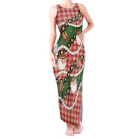 Cowboy Hawaii Mele Kalikimaka Tank Maxi Dress Paniolo Kukui Nut Pikake Lei Red Version - Polynesian Pride