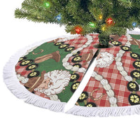 Cowboy Hawaii Mele Kalikimaka Tree Skirt Paniolo Kukui Nut Pikake Lei Red Version LT14 - Polynesian Pride