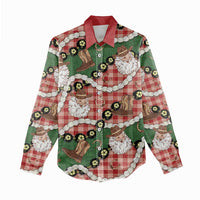 Cowboy Hawaii Mele Kalikimaka Women Casual Shirt Paniolo Kukui Nut Pikake Lei Red Version - Polynesian Pride