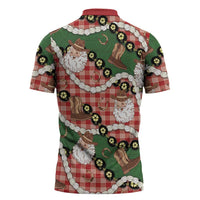 Cowboy Hawaii Mele Kalikimaka Zipper Polo Shirt Paniolo Kukui Nut Pikake Lei Red Version LT14 - Polynesian Pride