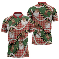 Cowboy Hawaii Mele Kalikimaka Zipper Polo Shirt Paniolo Kukui Nut Pikake Lei Red Version LT14 - Polynesian Pride