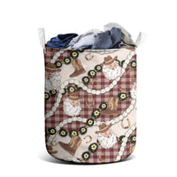 Cowboy Hawaii Mele Kalikimaka Laundry Basket Paniolo Kukui Nut Pikake Lei Burgundy Version LT14 - Polynesian Pride