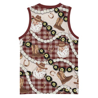 Cowboy Hawaii Mele Kalikimaka Basketball Jersey Paniolo Kukui Nut Pikake Lei Burgundy Version LT14 - Polynesian Pride