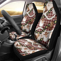 Cowboy Hawaii Mele Kalikimaka Car Seat Cover Paniolo Kukui Nut Pikake Lei Burgundy Version - Polynesian Pride