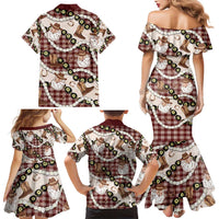 Cowboy Hawaii Mele Kalikimaka Family Matching Mermaid Dress and Hawaiian Shirt Paniolo Kukui Nut Pikake Lei Burgundy Version - Polynesian Pride