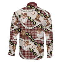 Cowboy Hawaii Mele Kalikimaka Family Matching Short Sleeve Bodycon Dress and Hawaiian Shirt Paniolo Kukui Nut Pikake Lei Burgundy Version - Polynesian Pride