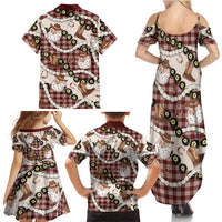 Cowboy Hawaii Mele Kalikimaka Family Matching Summer Maxi Dress and Hawaiian Shirt Paniolo Kukui Nut Pikake Lei Burgundy Version - Polynesian Pride