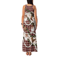 Cowboy Hawaii Mele Kalikimaka Family Matching Tank Maxi Dress and Hawaiian Shirt Paniolo Kukui Nut Pikake Lei Burgundy Version - Polynesian Pride