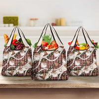 Cowboy Hawaii Mele Kalikimaka Grocery Bag Paniolo Kukui Nut Pikake Lei Burgundy Version - Polynesian Pride