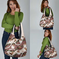 Cowboy Hawaii Mele Kalikimaka Grocery Bag Paniolo Kukui Nut Pikake Lei Burgundy Version - Polynesian Pride