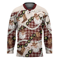 Cowboy Hawaii Mele Kalikimaka Hockey Jersey Paniolo Kukui Nut Pikake Lei Burgundy Version LT14 Unisex Burgundy - Polynesian Pride