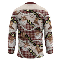 Cowboy Hawaii Mele Kalikimaka Hockey Jersey Paniolo Kukui Nut Pikake Lei Burgundy Version LT14 - Polynesian Pride