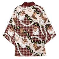 Cowboy Hawaii Mele Kalikimaka Kimono Paniolo Kukui Nut Pikake Lei Burgundy Version - Polynesian Pride
