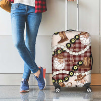 Cowboy Hawaii Mele Kalikimaka Luggage Cover Paniolo Kukui Nut Pikake Lei Burgundy Version - Polynesian Pride