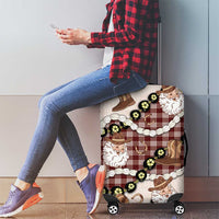 Cowboy Hawaii Mele Kalikimaka Luggage Cover Paniolo Kukui Nut Pikake Lei Burgundy Version - Polynesian Pride