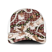Cowboy Hawaii Mele Kalikimaka Mesh Trucker Cap Paniolo Kukui Nut Pikake Lei Burgundy Version LT14 One Size White Burgundy - Polynesian Pride