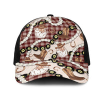 Cowboy Hawaii Mele Kalikimaka Mesh Trucker Cap Paniolo Kukui Nut Pikake Lei Burgundy Version LT14 One Size Black Burgundy - Polynesian Pride