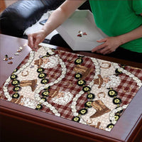 Cowboy Hawaii Mele Kalikimaka Puzzle Paniolo Kukui Nut Pikake Lei Burgundy Version LT14 - Polynesian Pride