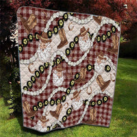 Cowboy Hawaii Mele Kalikimaka Quilt Paniolo Kukui Nut Pikake Lei Burgundy Version - Polynesian Pride