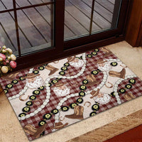 Cowboy Hawaii Mele Kalikimaka Rubber Doormat Paniolo Kukui Nut Pikake Lei Burgundy Version LT14 - Polynesian Pride