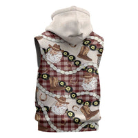 Cowboy Hawaii Mele Kalikimaka Sleeveless Zip Hoodie Paniolo Kukui Nut Pikake Lei Burgundy Version - Polynesian Pride