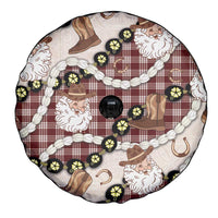 Cowboy Hawaii Mele Kalikimaka Spare Tire Cover Paniolo Kukui Nut Pikake Lei Burgundy Version - Polynesian Pride