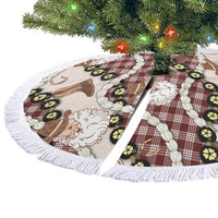 Cowboy Hawaii Mele Kalikimaka Tree Skirt Paniolo Kukui Nut Pikake Lei Burgundy Version LT14 - Polynesian Pride