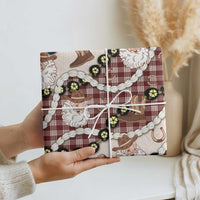 Cowboy Hawaii Mele Kalikimaka Wrapping Paper Paniolo Kukui Nut Pikake Lei Burgundy Version LT14 - Polynesian Pride