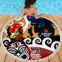 New Zealand Waitangi And ANZAC Day Beach Blanket Aotearoa Maori Tiki With Last Post LT14 - Polynesian Pride