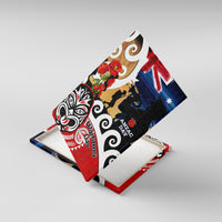 New Zealand Waitangi And ANZAC Day Canvas Wall Art Aotearoa Maori Tiki With Last Post LT14 With Frame Black - Polynesian Pride