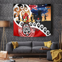 New Zealand Waitangi And ANZAC Day Tapestry Aotearoa Maori Tiki With Last Post LT14 - Polynesian Pride