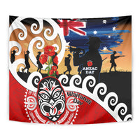 New Zealand Waitangi And ANZAC Day Tapestry Aotearoa Maori Tiki With Last Post LT14 - Polynesian Pride