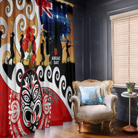 New Zealand Waitangi And ANZAC Day Window Curtain Aotearoa Maori Tiki With Last Post LT14 - Polynesian Pride