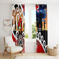 New Zealand Waitangi And ANZAC Day Window Curtain Aotearoa Maori Tiki With Last Post LT14 - Polynesian Pride