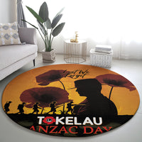 Tokelau ANZAC Day Round Carpet Camouflage With Poppies Lest We Forget LT14 - Polynesian Pride