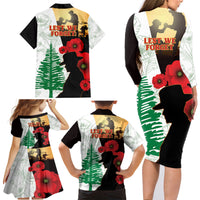 Norfolk Island ANZAC Day Family Matching Long Sleeve Bodycon Dress and Hawaiian Shirt Pine Tree With Poppies Lest We Forget LT14 - Polynesian Pride
